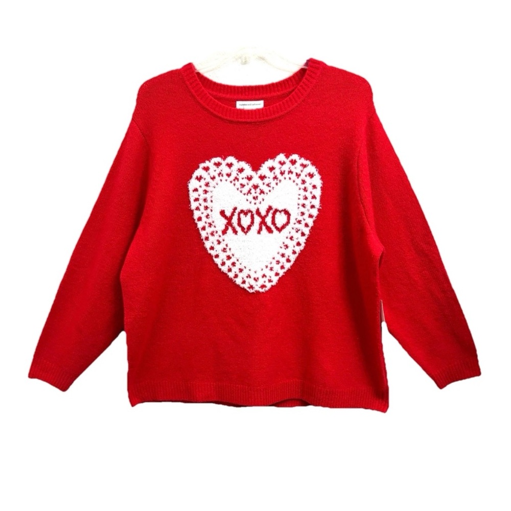 CUPCAKES & CASHMERE VALENTINES DAY DEEP RED SWEATER 3X HEART XOXO CASHMERE SOFT